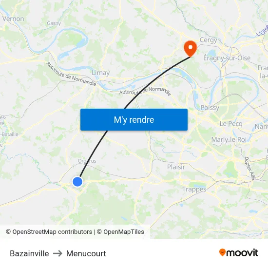Bazainville to Menucourt map