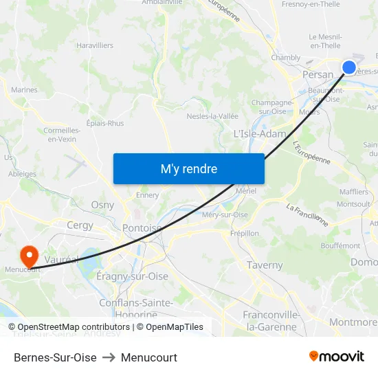 Bernes-Sur-Oise to Menucourt map