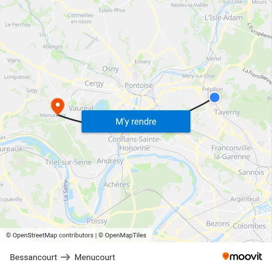 Bessancourt to Menucourt map