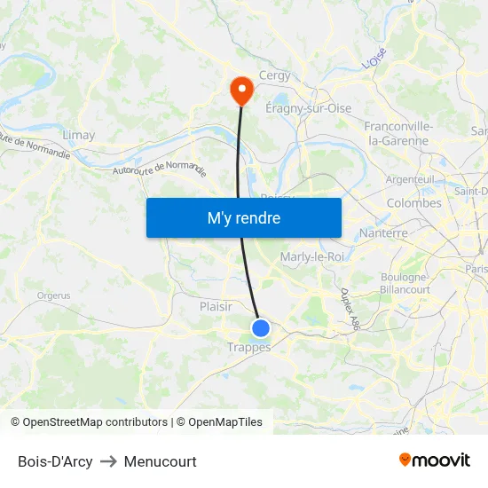 Bois-D'Arcy to Menucourt map