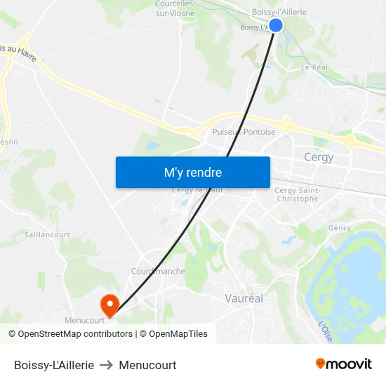 Boissy-L'Aillerie to Menucourt map