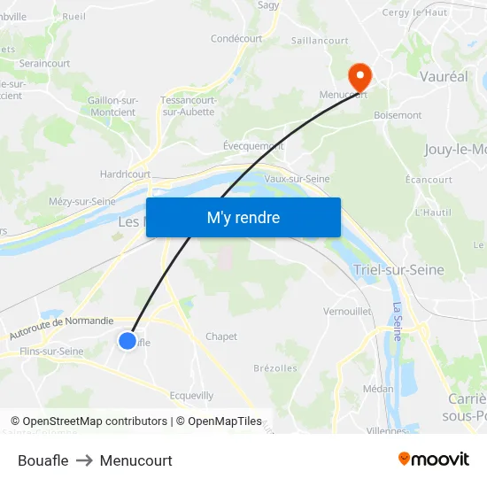 Bouafle to Menucourt map