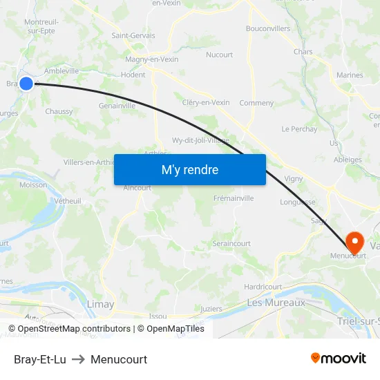Bray-Et-Lu to Menucourt map