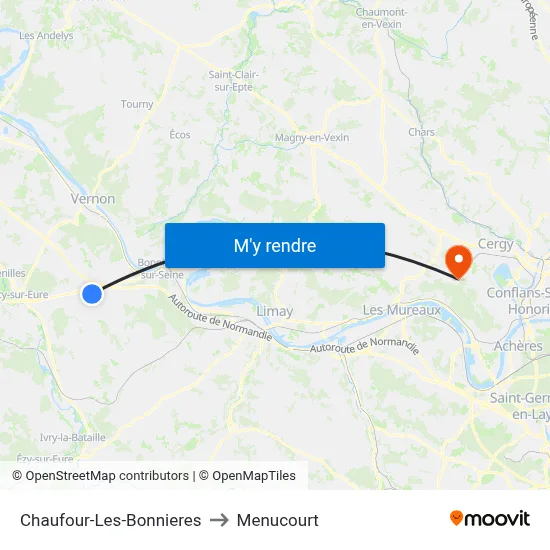 Chaufour-Les-Bonnieres to Menucourt map