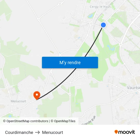 Courdimanche to Menucourt map
