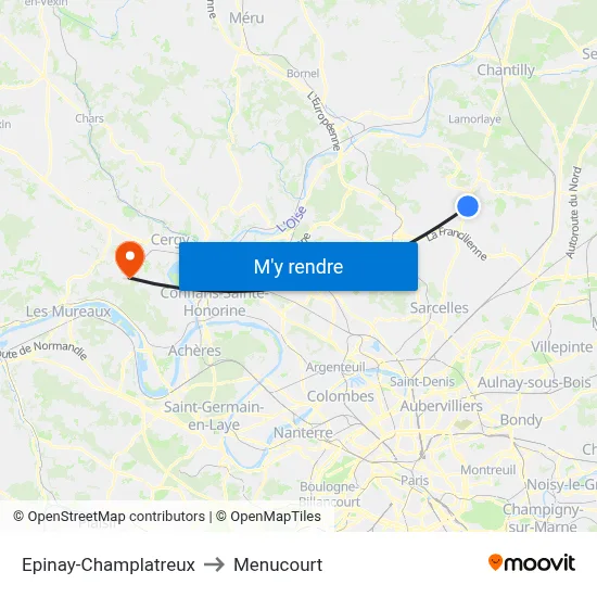Epinay-Champlatreux to Menucourt map