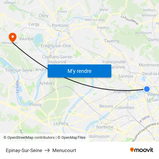 Epinay-Sur-Seine to Menucourt map