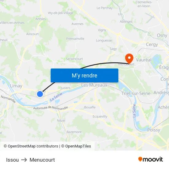 Issou to Menucourt map