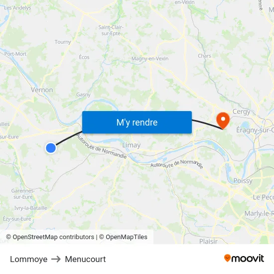 Lommoye to Menucourt map