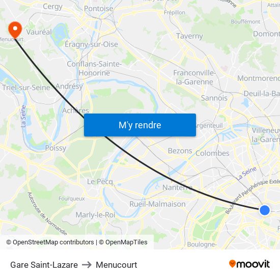Gare Saint-Lazare to Menucourt map