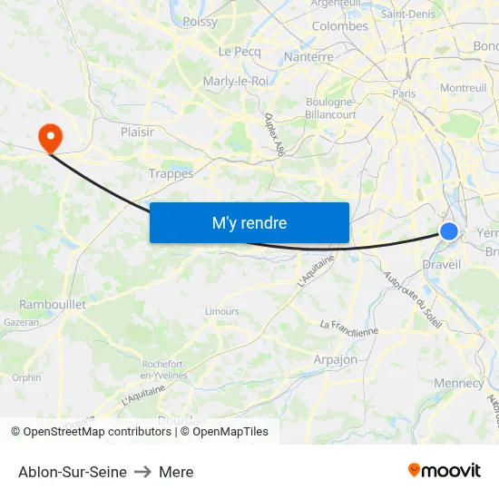 Ablon-Sur-Seine to Mere map