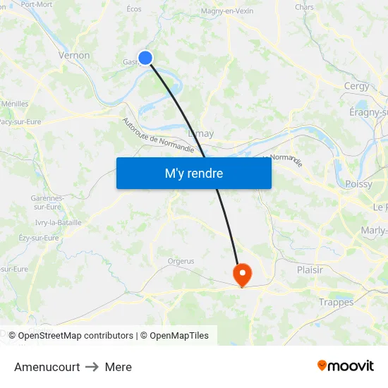 Amenucourt to Mere map