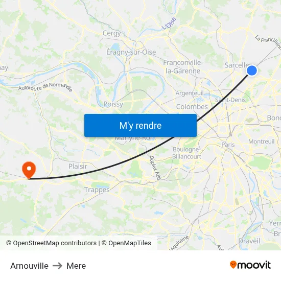 Arnouville to Mere map