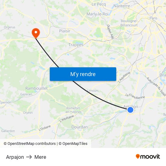 Arpajon to Mere map