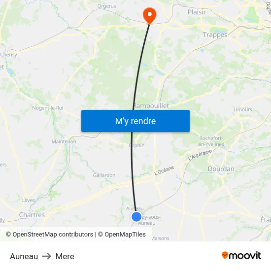 Auneau to Mere map