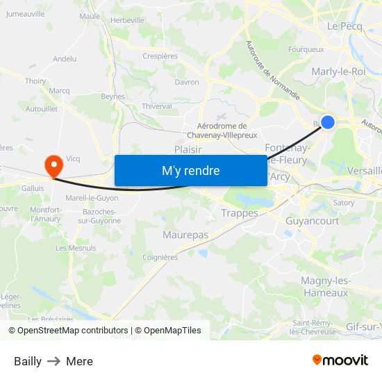 Bailly to Mere map