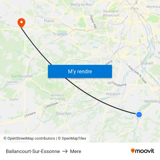 Ballancourt-Sur-Essonne to Mere map