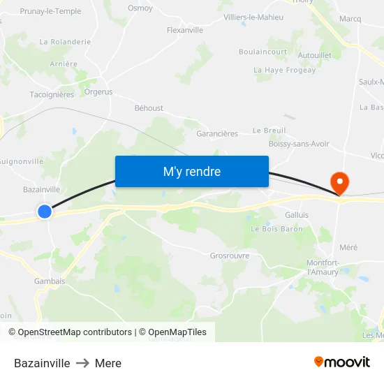 Bazainville to Mere map