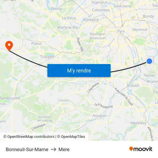 Bonneuil-Sur-Marne to Mere map