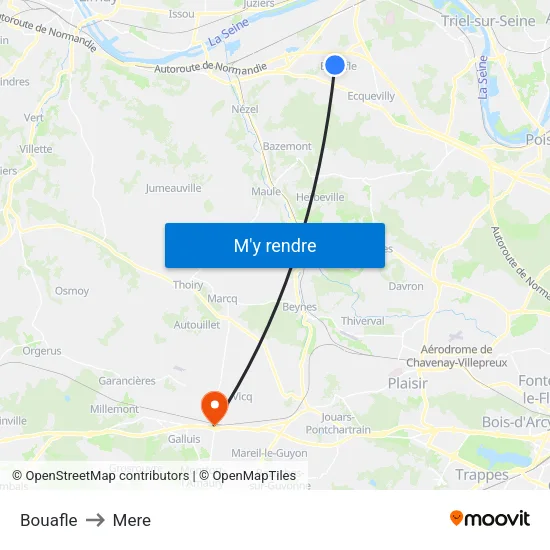 Bouafle to Mere map