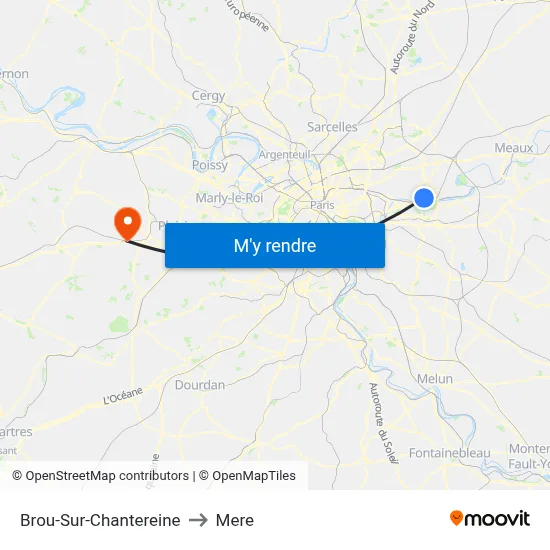 Brou-Sur-Chantereine to Mere map