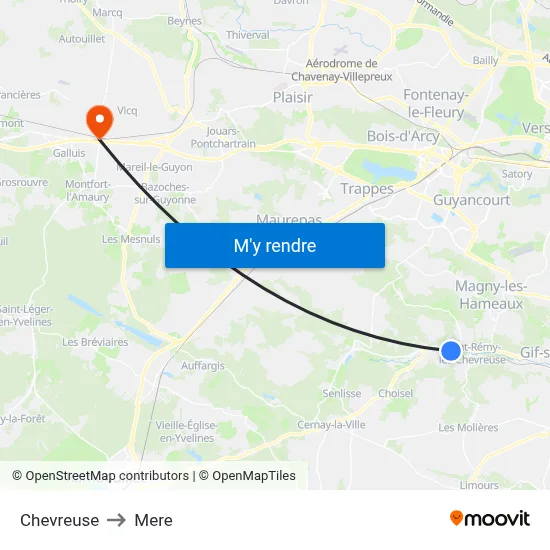 Chevreuse to Mere map