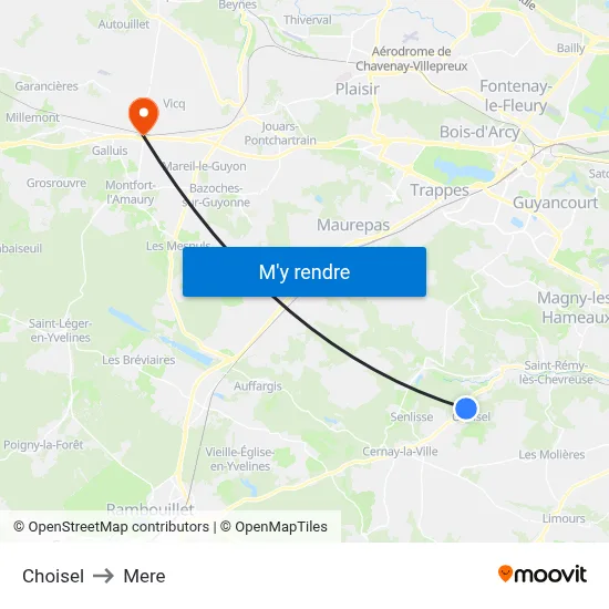 Choisel to Mere map