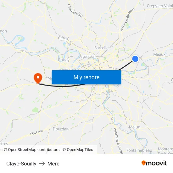 Claye-Souilly to Mere map