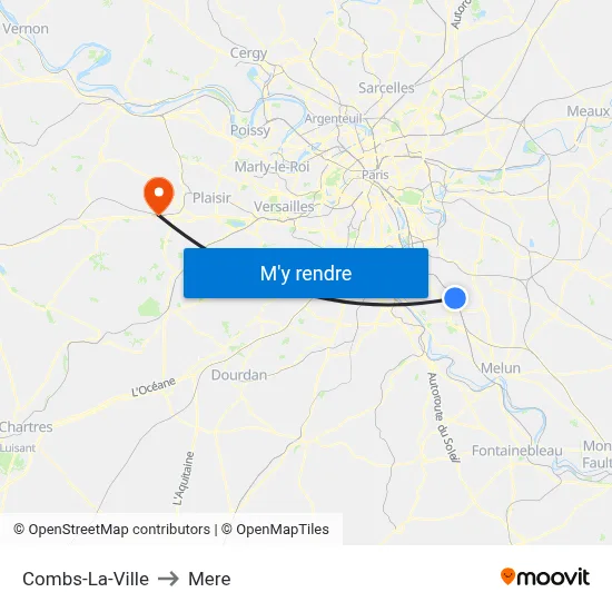 Combs-La-Ville to Mere map