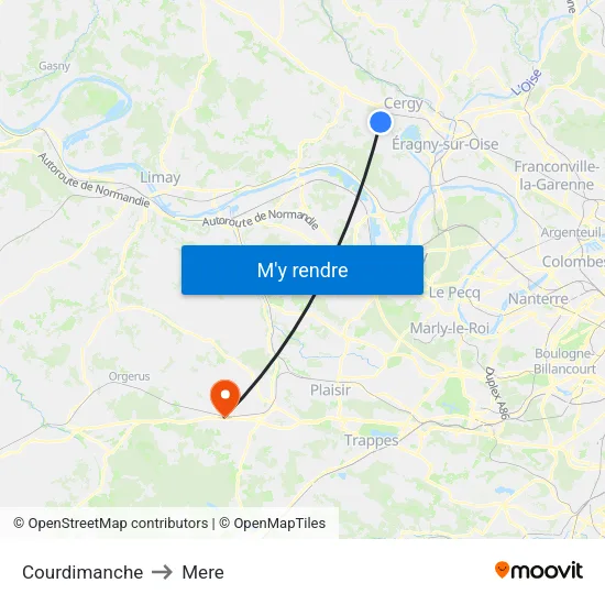 Courdimanche to Mere map