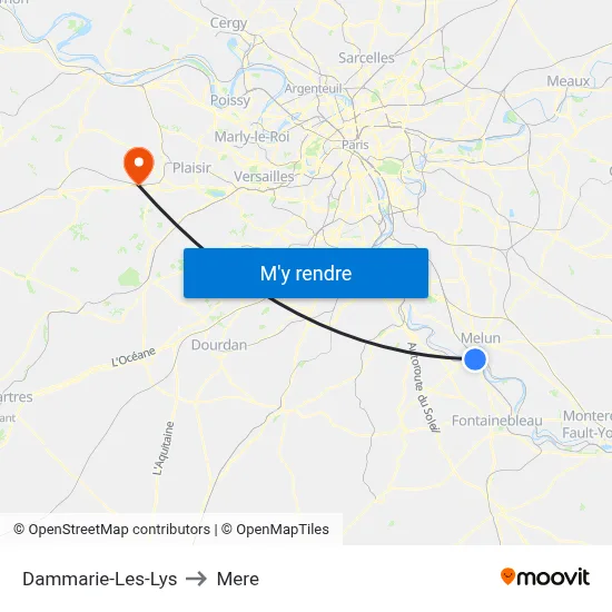 Dammarie-Les-Lys to Mere map