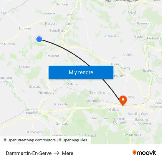 Dammartin-En-Serve to Mere map