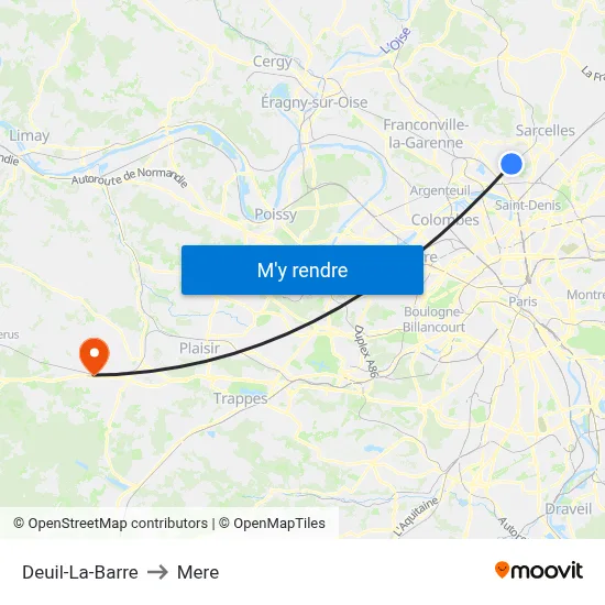 Deuil-La-Barre to Mere map