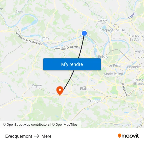 Evecquemont to Mere map