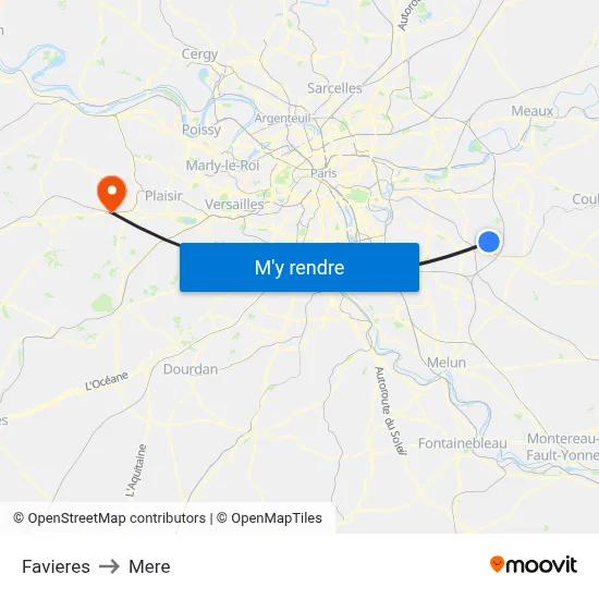 Favieres to Mere map