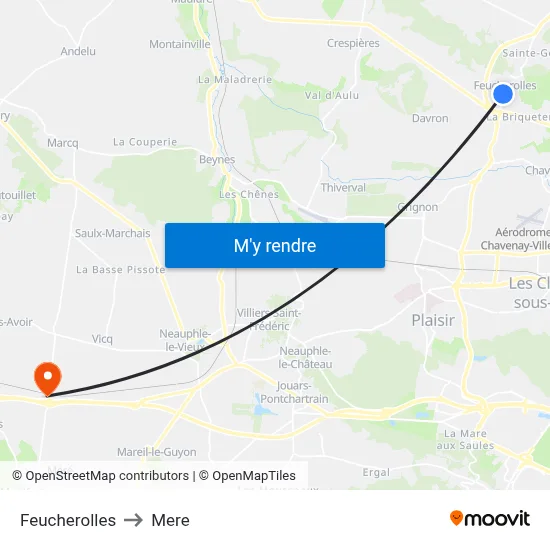 Feucherolles to Mere map