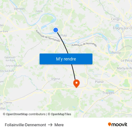 Follainville-Dennemont to Mere map