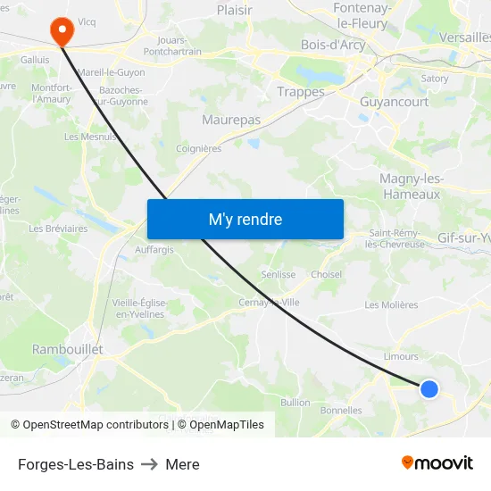 Forges-Les-Bains to Mere map