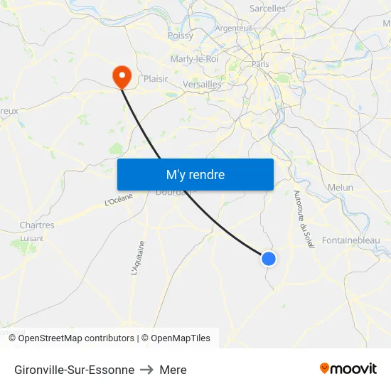 Gironville-Sur-Essonne to Mere map