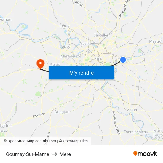 Gournay-Sur-Marne to Mere map