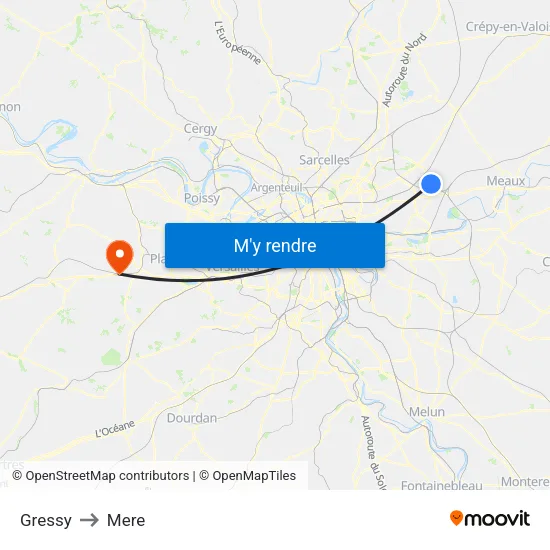 Gressy to Mere map