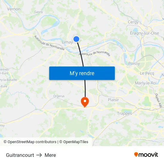 Guitrancourt to Mere map