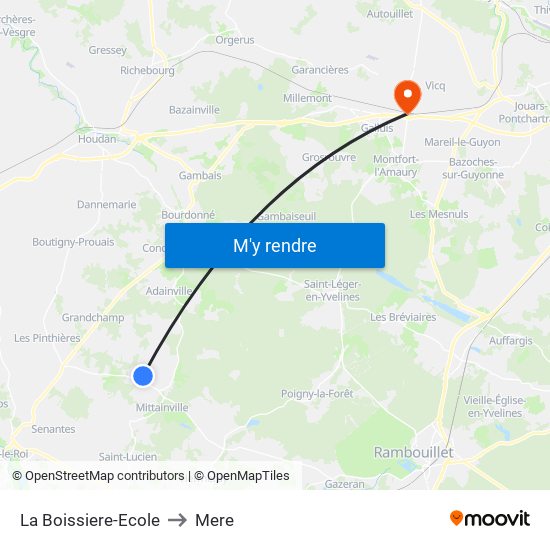 La Boissiere-Ecole to Mere map