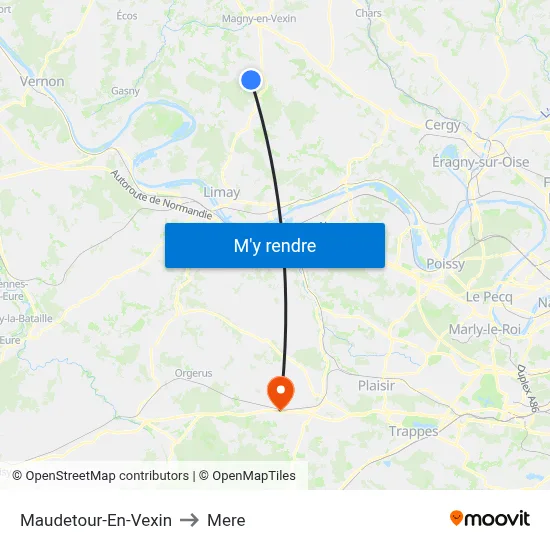 Maudetour-En-Vexin to Mere map