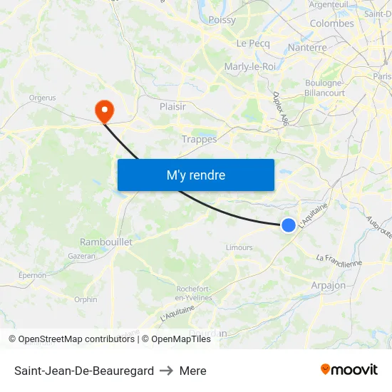 Saint-Jean-De-Beauregard to Mere map