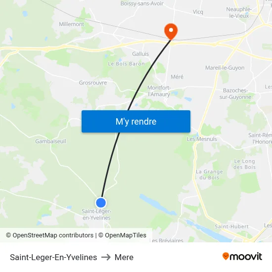 Saint-Leger-En-Yvelines to Mere map