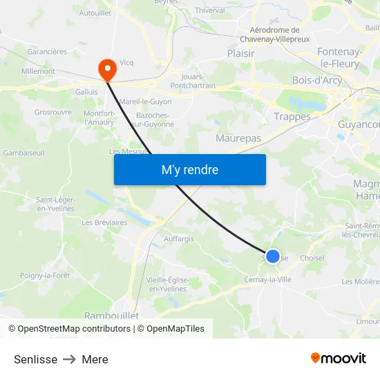 Senlisse to Mere map