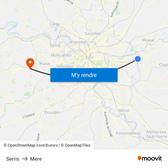 Serris to Mere map