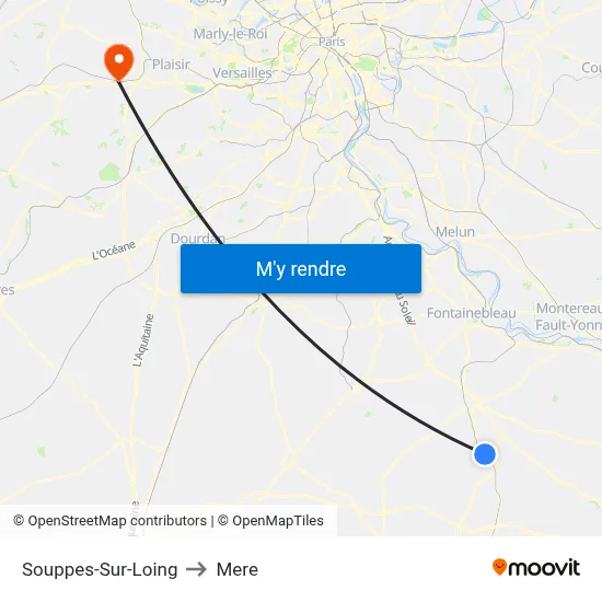 Souppes-Sur-Loing to Mere map