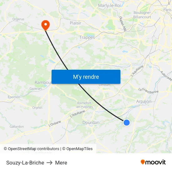 Souzy-La-Briche to Mere map
